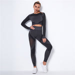 Load image into Gallery viewer, Hollow Out Seamless Yoga Set Sport Outfits Women Black Two 2 Piece Crop Top Bra Leggings Workout Gym suit Fitness Sport Sets
