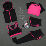 Load image into Gallery viewer, 5 PCS Women Yoga Set for Running T-Shirt Tops Sports Bra Vest Fitness Pants Short sleeve Shorts Pant Gym Workout Sports Suit Set
