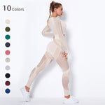 Load image into Gallery viewer, Hollow Out Seamless Yoga Set Sport Outfits Women Black Two 2 Piece Crop Top Bra Leggings Workout Gym suit Fitness Sport Sets
