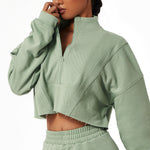 Load image into Gallery viewer, Loose Fashion Long Sleeve Sports Sweater Stand Collar Zipper Top Gym Training Leisure Outdoor Sweater
