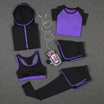 Load image into Gallery viewer, 5 PCS Women Yoga Set for Running T-Shirt Tops Sports Bra Vest Fitness Pants Short sleeve Shorts Pant Gym Workout Sports Suit Set
