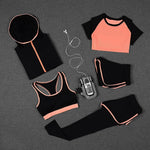 Load image into Gallery viewer, 5 PCS Women Yoga Set for Running T-Shirt Tops Sports Bra Vest Fitness Pants Short sleeve Shorts Pant Gym Workout Sports Suit Set

