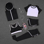 Load image into Gallery viewer, 5 PCS Women Yoga Set for Running T-Shirt Tops Sports Bra Vest Fitness Pants Short sleeve Shorts Pant Gym Workout Sports Suit Set
