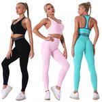 Load image into Gallery viewer, Women Yoga Sets 2 Piece Sport Gym Suits Wear Seamless Running Clothes
