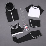 Load image into Gallery viewer, 5 PCS Women Yoga Set for Running T-Shirt Tops Sports Bra Vest Fitness Pants Short sleeve Shorts Pant Gym Workout Sports Suit Set
