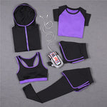 Load image into Gallery viewer, 5 PCS Women Yoga Set for Running T-Shirt Tops Sports Bra Vest Fitness Pants Short sleeve Shorts Pant Gym Workout Sports Suit Set
