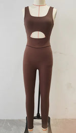 Load image into Gallery viewer, Sexy V-Back  Yoga Sets Women Sleeveless Sports Suits Overalls Workout Outfits Fitness Clothing Jumpsuits deportivo mujer Gym
