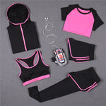 Load image into Gallery viewer, 5 PCS Women Yoga Set for Running T-Shirt Tops Sports Bra Vest Fitness Pants Short sleeve Shorts Pant Gym Workout Sports Suit Set
