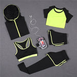 Load image into Gallery viewer, 5 PCS Women Yoga Set for Running T-Shirt Tops Sports Bra Vest Fitness Pants Short sleeve Shorts Pant Gym Workout Sports Suit Set
