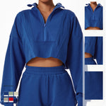 Load image into Gallery viewer, Loose Fashion Long Sleeve Sports Sweater Stand Collar Zipper Top Gym Training Leisure Outdoor Sweater

