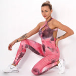 Load image into Gallery viewer, Women's Naked-feel Backless Yoga Bodysuit Sexy Sport Suit Printed Suit Jumpsuit Combinaison Gym Set
