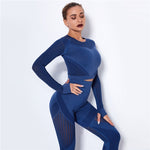 Load image into Gallery viewer, Hollow Out Seamless Yoga Set Sport Outfits Women Black Two 2 Piece Crop Top Bra Leggings Workout Gym suit Fitness Sport Sets
