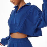 Load image into Gallery viewer, Loose Fashion Long Sleeve Sports Sweater Stand Collar Zipper Top Gym Training Leisure Outdoor Sweater
