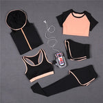 Load image into Gallery viewer, 5 PCS Women Yoga Set for Running T-Shirt Tops Sports Bra Vest Fitness Pants Short sleeve Shorts Pant Gym Workout Sports Suit Set
