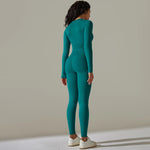 Load image into Gallery viewer, 2pcs Yoga Set Women zippers Long Sleeve Crop Top+High Waist Yoga Pants Sports Suit Quick Dry Breathable Fitness Workout Set
