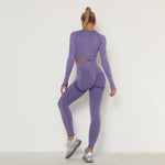 Load image into Gallery viewer, Seamless Women Gym Set Long Sleeve Top High Waist Belly Control Sport Leggings Gym Clothes Seamless Sport Suit Sexy Booty Girls
