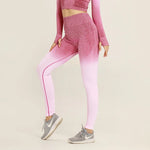 Load image into Gallery viewer, Gradient Short Sleeve Women's Sportswear suit Seamless Gym Clothing Women Gym Yoga Set Fitness Leggings+Cropped shirts
