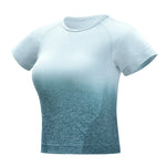 Load image into Gallery viewer, Gradient Short Sleeve Women's Sportswear suit Seamless Gym Clothing Women Gym Yoga Set Fitness Leggings+Cropped shirts
