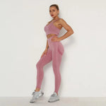 Load image into Gallery viewer, Seamless Women Gym Set Long Sleeve Top High Waist Belly Control Sport Leggings Gym Clothes Seamless Sport Suit Sexy Booty Girls
