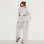 Load image into Gallery viewer, Seamless Women Gym Set Long Sleeve Top High Waist Belly Control Sport Leggings Gym Clothes Seamless Sport Suit Sexy Booty Girls
