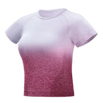 Load image into Gallery viewer, Gradient Short Sleeve Women's Sportswear suit Seamless Gym Clothing Women Gym Yoga Set Fitness Leggings+Cropped shirts
