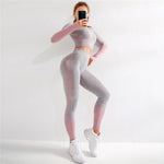 Load image into Gallery viewer, Sport Set Women Seamless Yoga Set Women Gym Clothes Long Sleeve Ombre Legging set High Waisted Winter Gym Wear Tight Yoga Suit
