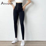 Load image into Gallery viewer, Solid High Wait Warm Leggings Women Breasted Sports Gym Girl Leggins Mujer Jogging Workout Casual Push Up Legging Fitness
