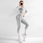 Load image into Gallery viewer, Sport Set Women Seamless Yoga Set Women Gym Clothes Long Sleeve Ombre Legging set High Waisted Winter Gym Wear Tight Yoga Suit
