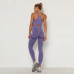 Load image into Gallery viewer, Seamless Women Gym Set Long Sleeve Top High Waist Belly Control Sport Leggings Gym Clothes Seamless Sport Suit Sexy Booty Girls
