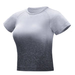 Load image into Gallery viewer, Gradient Short Sleeve Women's Sportswear suit Seamless Gym Clothing Women Gym Yoga Set Fitness Leggings+Cropped shirts
